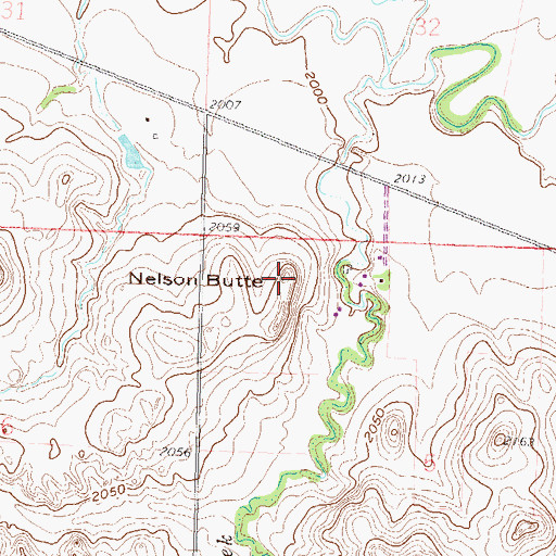 Topographic Map of Nelson Butte, ND