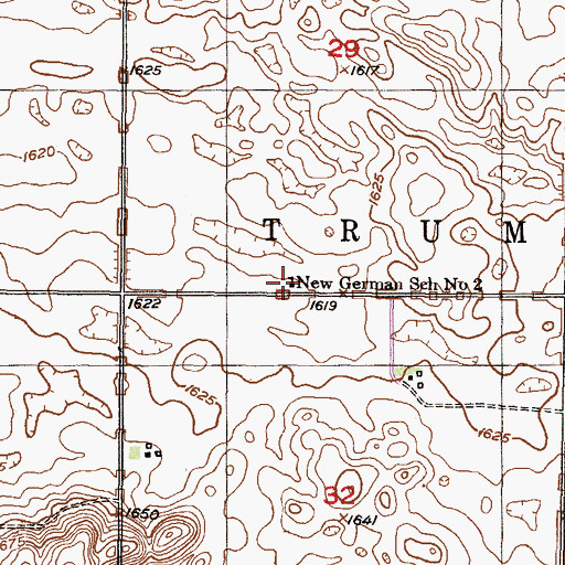 Topographic Map of New German School Number 2, ND