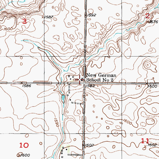 Topographic Map of New German School Number 2, ND