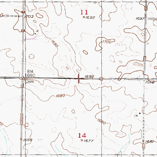 Topographic Map of New Germantown School Number 1, ND