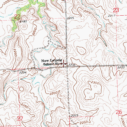Topographic Map of New Leipzig School Number 6, ND