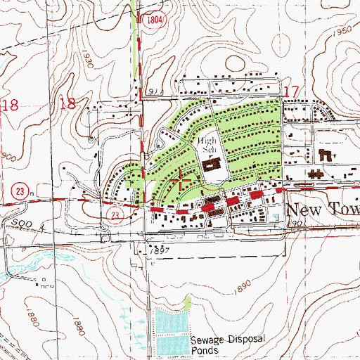 Topographic Map of New Town, ND
