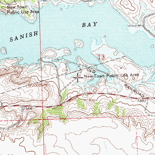 Topographic Map of New Town Public Use Area, ND