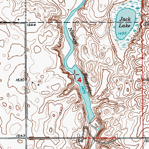 Topographic Map of Niccum Reservoir, ND