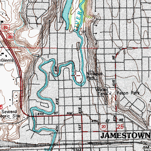 Topographic Map of Nickeus Park, ND