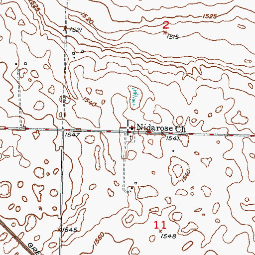 Topographic Map of Nidarose Church, ND