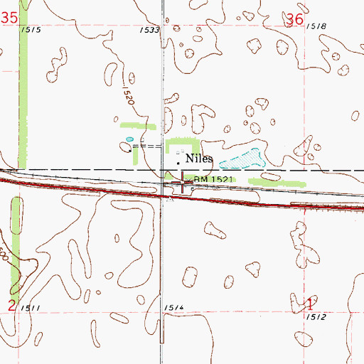 Topographic Map of Niles, ND