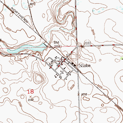 Topographic Map of Niobe, ND