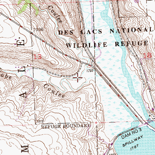 Topographic Map of Niobe Coulee, ND