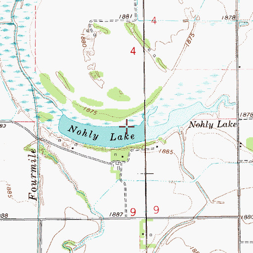 Topographic Map of Nohly Lake, ND