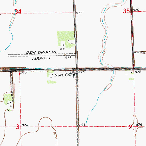 Topographic Map of Nora Church, ND