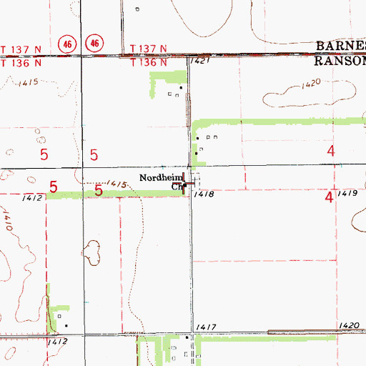 Topographic Map of Nordheim Church, ND