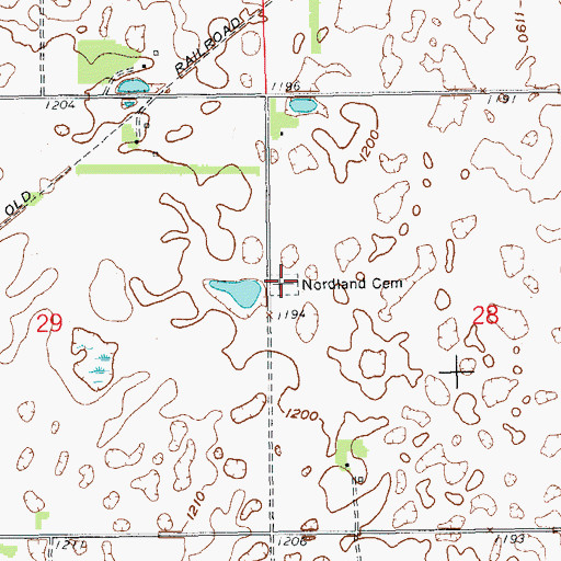 Topographic Map of Nordland Cemetery, ND