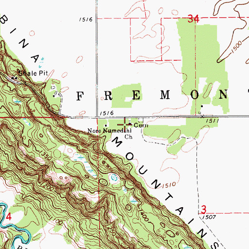 Topographic Map of Nore Numedahl Church, ND