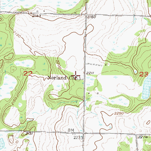 Topographic Map of Norland Church, ND