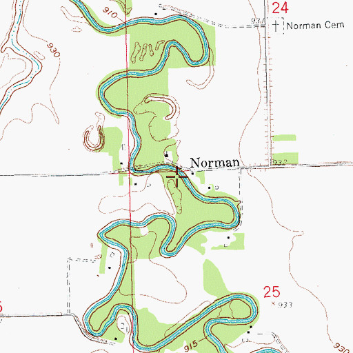 Topographic Map of Norman, ND