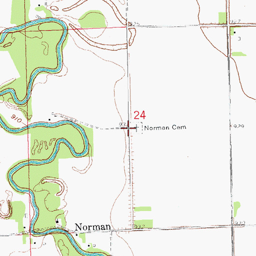 Topographic Map of Norman Cemetery, ND