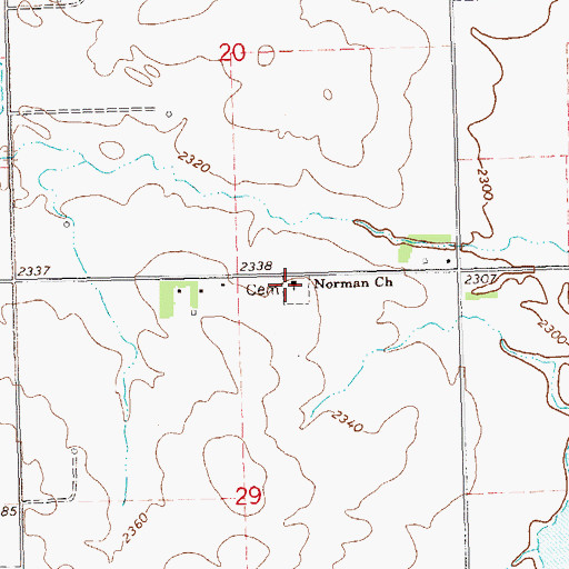 Topographic Map of Norman Church, ND