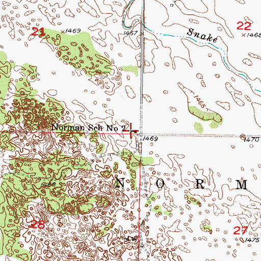 Topographic Map of Norman School Number 2, ND