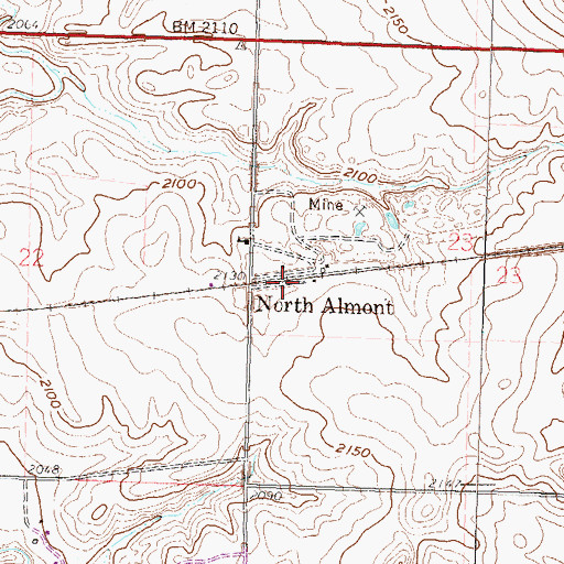 Topographic Map of North Almont, ND