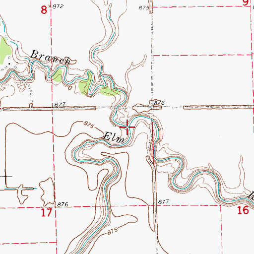 Topographic Map of North Branch Elm River, ND