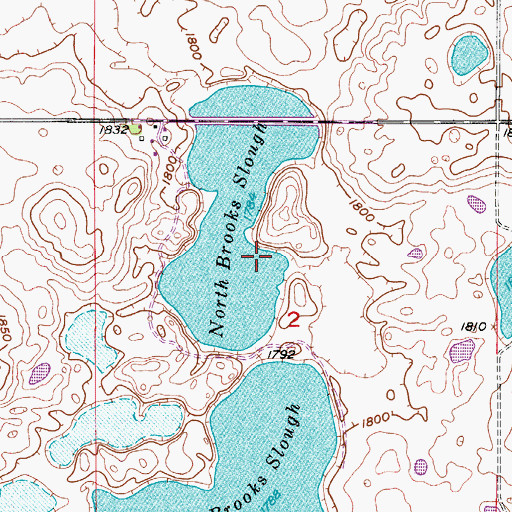 Topographic Map of North Brooks Slough, ND
