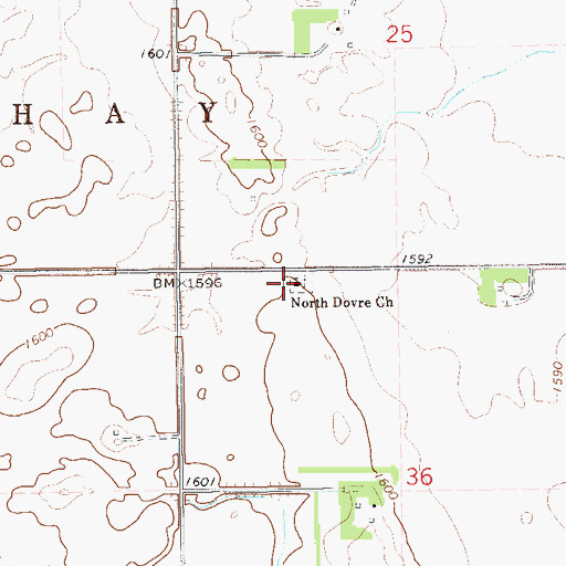 Topographic Map of North Dovre Church, ND