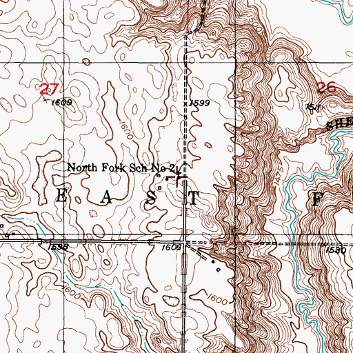 Topographic Map of North Fork School Number 2, ND