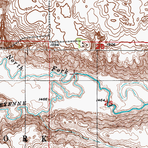 Topographic Map of North Fork Sheyenne River, ND