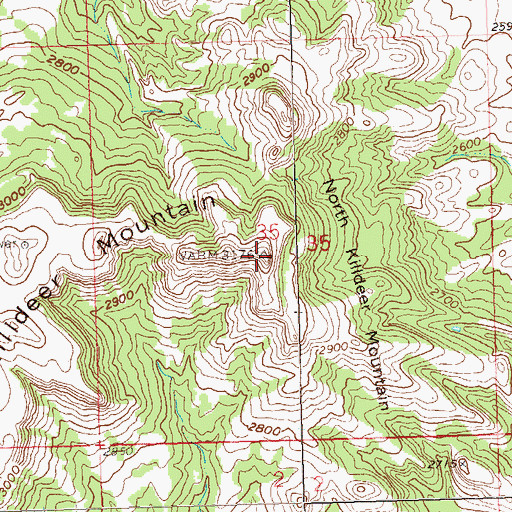 Topographic Map of North Killdeer Mountain, ND