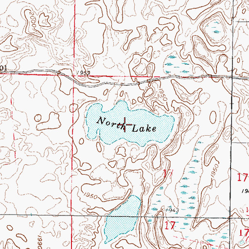 Topographic Map of North Lake, ND