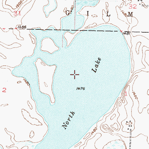 Topographic Map of North Lake, ND