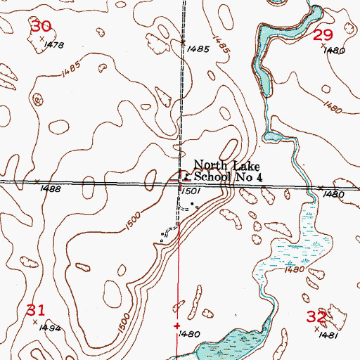 Topographic Map of North Lake School Number 4, ND