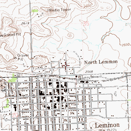 Topographic Map of North Lemmon, ND