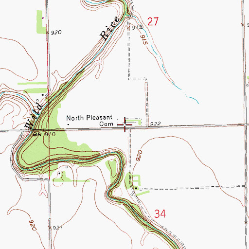 Topographic Map of North Pleasant Cemetery, ND