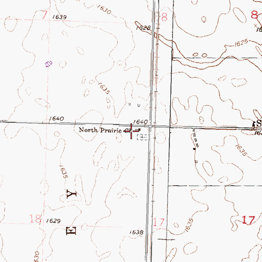 Topographic Map of North Prairie Church, ND