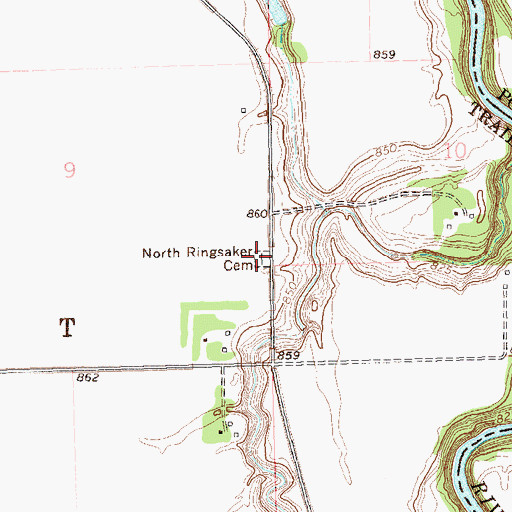 Topographic Map of North Ringsaker Cemetery, ND