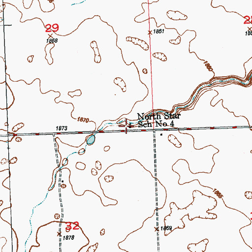 Topographic Map of North Star School Number 4, ND