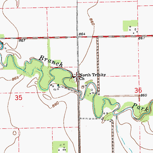 Topographic Map of North Trinity Church, ND