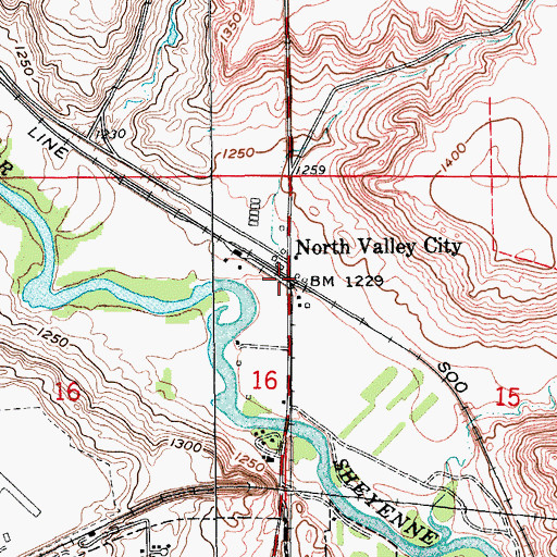 Topographic Map of North Valley City, ND
