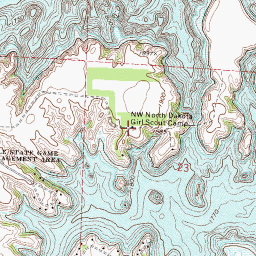 Topographic Map of North West North Dakota Girl Scout Camp, ND