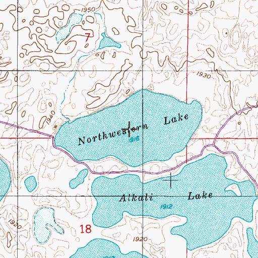 Topographic Map of Northwestern Lake, ND