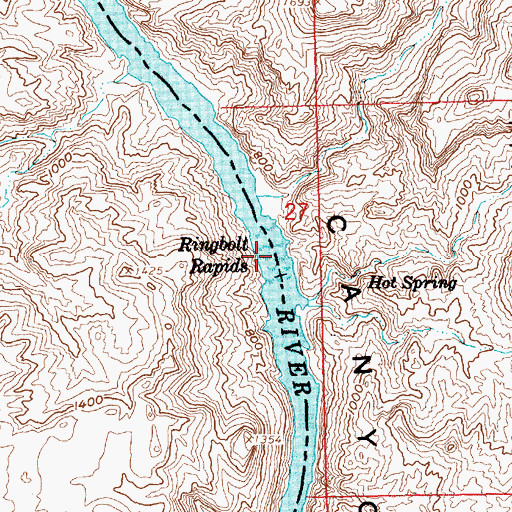 Topographic Map of Ringbolt Rapids, NV