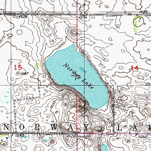 Topographic Map of Norway Lake, ND