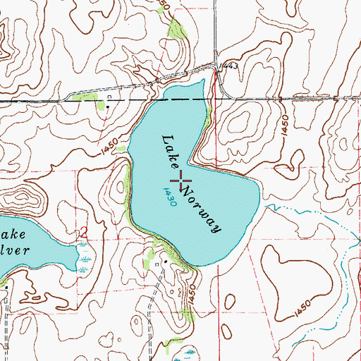 Topographic Map of Lake Norway, ND