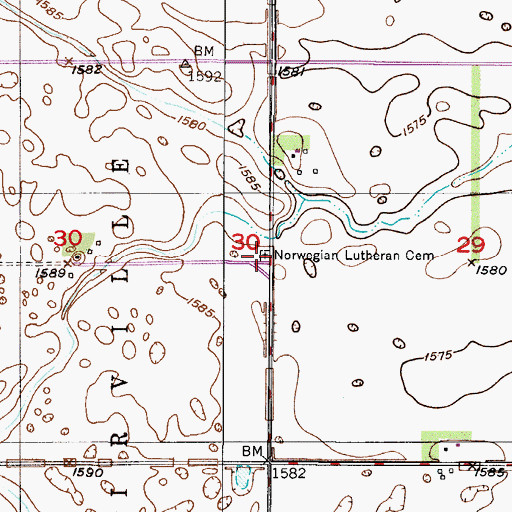 Topographic Map of Norwegian Lutheran Cemetery, ND