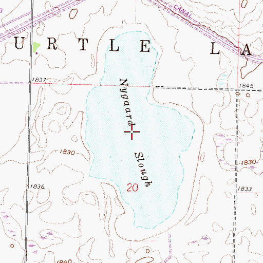 Topographic Map of Nygaard Slough, ND