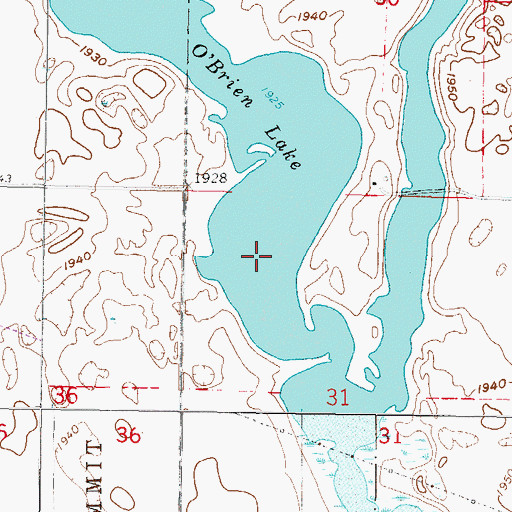 Topographic Map of O'Brien Lake, ND