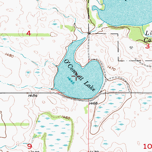 Topographic Map of O'Connell Lake, ND