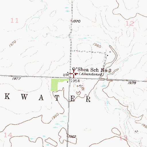 Topographic Map of O'Shea School Number 3, ND